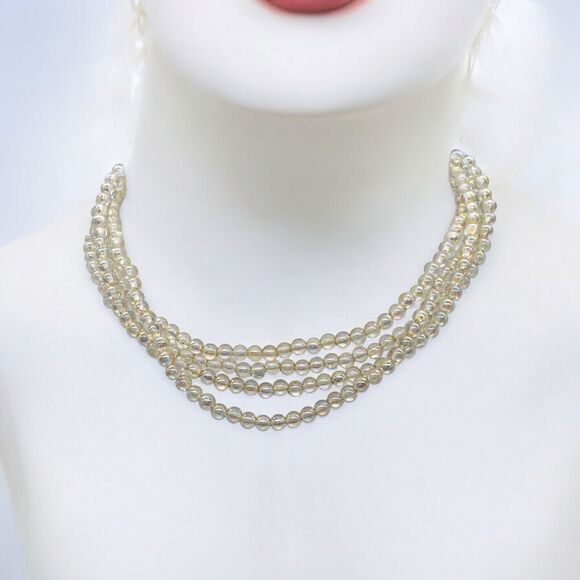 Aurora Borealis Lucite Necklace Vintage Beaded Vibrant Long Strand Layering 55" - Picture 1 of 8